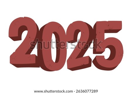 2025 red 3D letters that are about to collapse