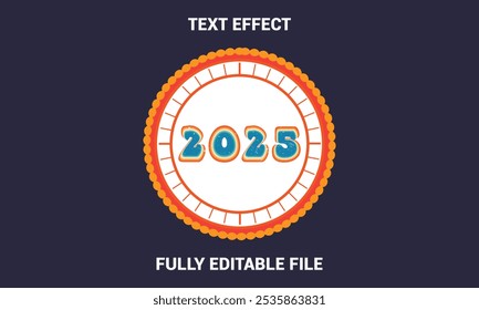 2025 Retro Text Design, Vintage Design, text Design, colorful fireworks and trendy new year 2025 design template.