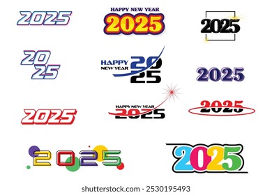2025 set. New Year logo collection Vector EPS 10