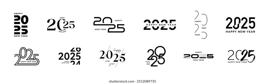 2025 set. New Year vector number logo