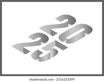 2025 simple 3d typography for happy new year 2025