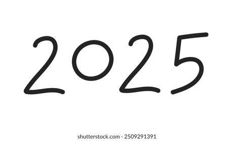 2025 simple banner for greeting card, poster, flyer. Doodle illustration, vector, hand-drawn style