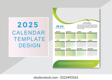 2025 Simple new year calendar template Design with months and dates vector file
