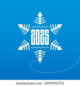 2025 Snowflake: A Cool Wave of New Beginnings. Minimalist Design Meets Festive Spirit. Dive into a Year of Crisp Possibilities with this Icy Blue Emblem of Fresh Starts.