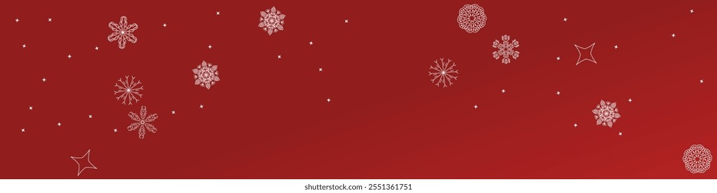 2025 Snowflakes Header Background. Christmas Vector Snow Banner. Xmas Border Design. Winter Elegant Isolated Flakes. Happy New Year Luxury Ornament. Snowy Holiday Poster. 