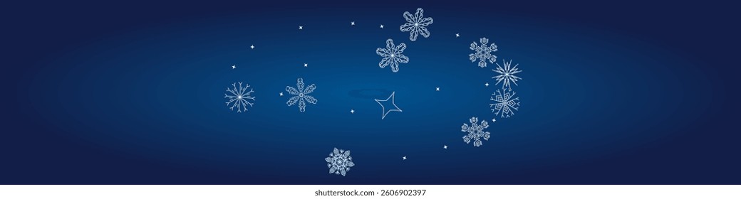 2025 Snowflakes Header Background. Merry Christmas Vector Snow Banner. Happy New Year Luxury Ornament. Snowy Holiday Poster. 2026 Happy New Year . Xmas Border Design. Winter Elegant Isolated Flakes.