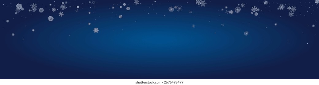2025 Snowflakes Header Background (em inglês). Flocos isolados elegantes de inverno. Cartaz de Natal Nevado. 2026 Feliz Ano Novo . Feliz Ano Novo Ornamento de Luxo. Bandeira de neve de Feliz Natal. Projeto de Fronteira Xmas.