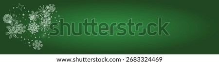 2025 Snowflakes Header on Green Background. Happy New Year Luxury Ornament. Merry Christmas Vector Snow Banner. Xmas Border. Snowy Holiday Poster. 2026 Happy New Year . Winter Elegant Isolated Flakes.