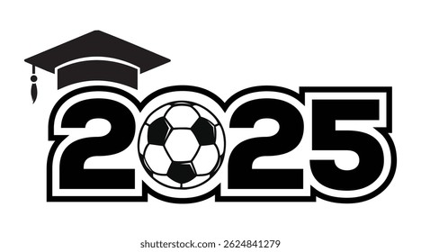 2025 Soccer Graduation Cap Design Illustration on white background