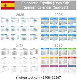 2025 Spanish Mix Calendar Sun-Sat on white background