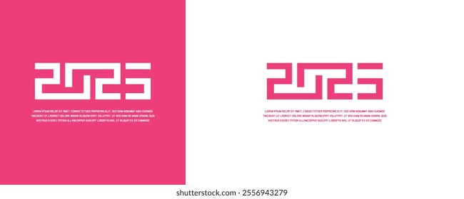 2025 Square text design. Pink and white vector template. 2025 Happy New Year logo text design for cover photo. Abstract design with typography style, Premium vector design Greeting banner template.