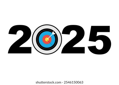 2025 Target Board. Business target on happy new year 2025.