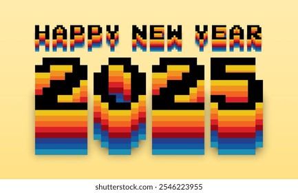 2025 Diseño de texto. Elemento de diseño de ilustración de tipografía de Vector 2025 para el año Nuevo 2025 Publicación de redes sociales, tarjeta de felicitación, Anuncio, póster, efecto de texto retro, estilo vintage de los años ochenta, estilo de arte de píxeles