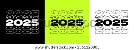 2025 Text Design. Vector '2025' Typography Illustration Design Element for New Year 2025 Social Media Post, Greeting Card, Banner, Poster.Eps 10