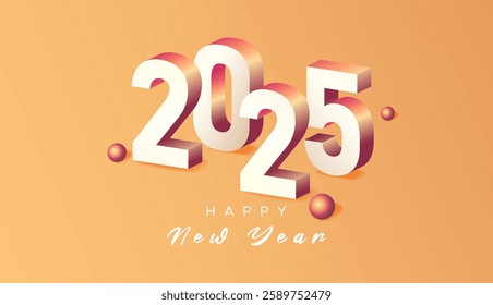 2025 text. New year 2025 minimalist. Happy new year. design template for new year celebration. 2025 calendar