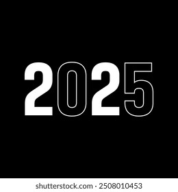 2025 text on black background neon color