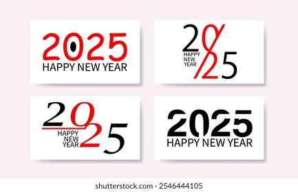 Elemento de diseño de tipografía de texto 2025 para publicación en redes sociales del año Nuevo, saludo, tarjeta, Anuncio y póster.