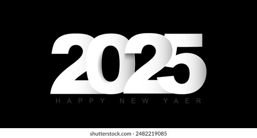 2025 typography design concept, Happy New Year Greeting Card 3d Number Gold. Happy new year 2025 cover design, for banners, posters, backgrounds and greetings.