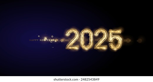 2025 typography design concept, Happy NewYear Greeting Card 3d Number Gold. Happy new year 2025 cover design, for banners, posters, backgrounds and greetings.