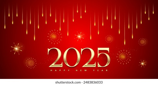 Concepto de diseño de tipografía 2025, tarjeta de felicitación de feliz año nuevo 3d número oro. Feliz año nuevo 2025 diseño de portada, para Anuncios, carteles, fondos y saludos.