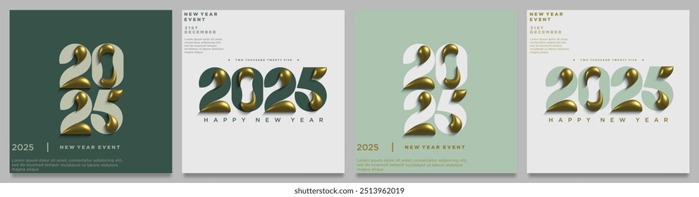 2025 typography design concept. Happy New Year 2025 cover design with stylish and great colors for banners, posters and greetings.