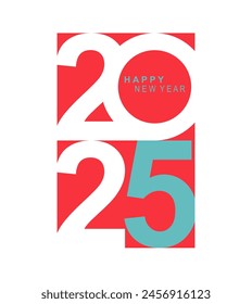 2025 typography design concept.Happy new year 2025 cover design with stylish and nice colors for banners, posters and greetings.