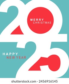 Concepto de diseño de tipografía 2025. Feliz año nuevo 2025 diseño de portada con colores elegantes y agradables para Anuncios, carteles y saludos.