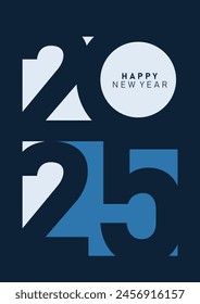 2025 typography design concept.Happy new year 2025 cover design with stylish and nice colors for banners, posters and greetings.