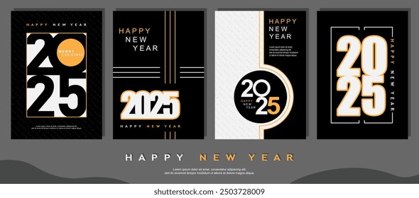  2025 typography design concept.Happy new year 2025 cover design with stylish and nice colors for banners, posters and greetings.