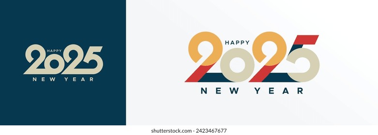 2025 typography logo design concept. Happy new year 2025 logo design