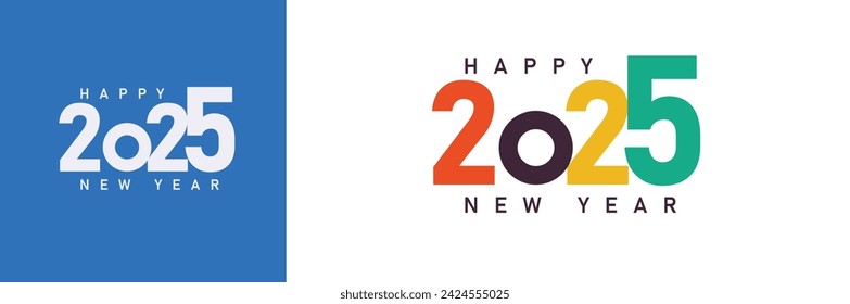 2025 typography logo design concept. Happy new year 2025 logo design