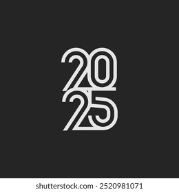 2025 typography logo design concept. 2025 number design for New Year. Sign for flyer, postcard, poster or banner. 