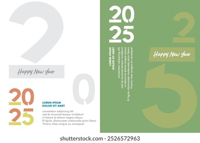 2025 typography logo design concept. Happy new year 2025 logo design. Vector illustration design for new year greeting, celebration, banners, posters, calendar