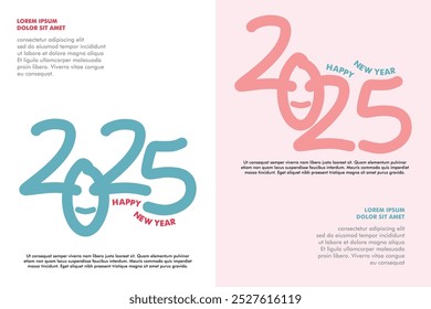 2025 typography logo design concept. Happy new year 2025 logo design. Vector illustration design for new year greeting, celebration, banners, posters, calendar
