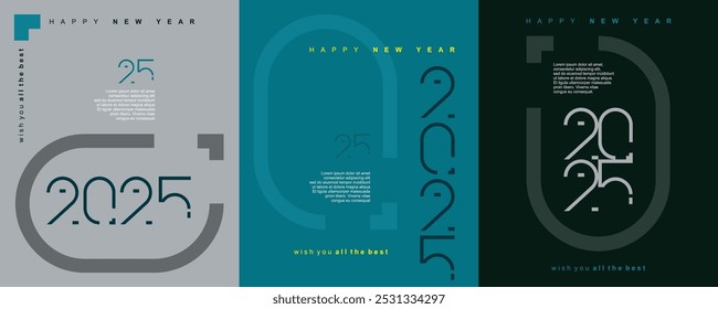 2025 typography logo design concept. Happy new year 2025 logo design. Vector illustration design for new year greeting, celebration, banners, posters, calendar