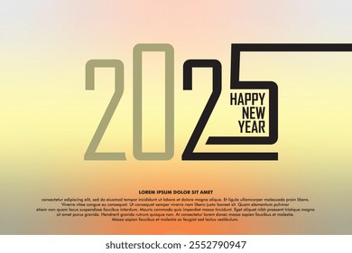 2025 typography logo design concept. Happy new year 2025 logo design. Vector illustration design for new year greeting, celebration, banners, posters, calendar
