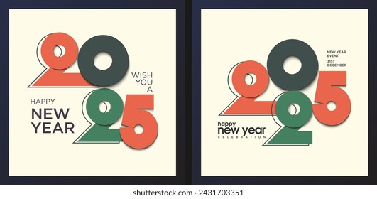 2025 tipografía número logo diseño concepto. Feliz año nuevo 2025 diseño. Para el calendario 2025, portada de libro y póster.