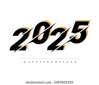 2025 Typography Vector Design Happy New Year 