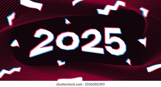 2025 typography vector title , happy new year background
