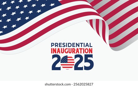 2025 US Presidential Inauguration banner with USA flags. January 20, 2025. Vector illustration