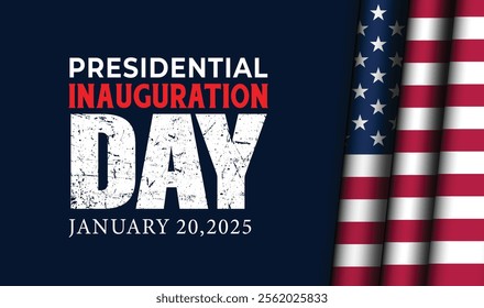 2025 US Presidential Inauguration banner with USA flags. January 20, 2025. Vector illustration