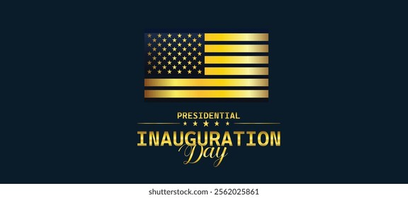 2025 US Presidential Inauguration banner with USA flags. January 20, 2025. Vector illustration