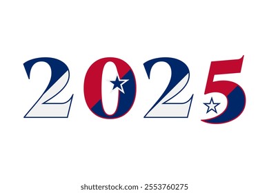 2025 USA text for new year. 2025 number design for poster, banner, website, calendar design element. transparent png and vector illustration.