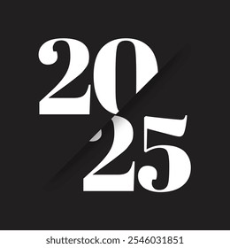 2025 vector art concept. Happy New Year greeting card. 