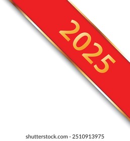 2025 - vector illustration of red corner ribbon banner