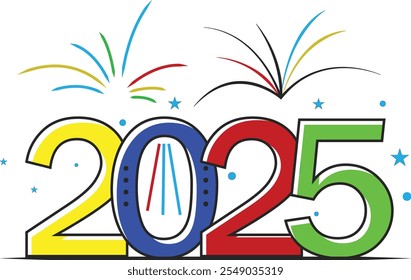Diseño de texto de Ilustración vectorial 2025 para año nuevo