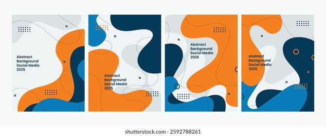 2025 Vector set of abstract creative backgrounds in minimal trendy style with copy space for text - design templates for social media post