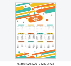 2025 Wall Calendar design template vector