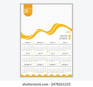 2025 Wall Calendar design template vector