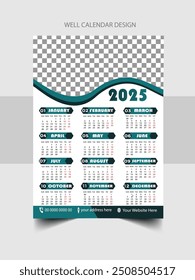 Plantilla de diseño de calendario de pared 2025  